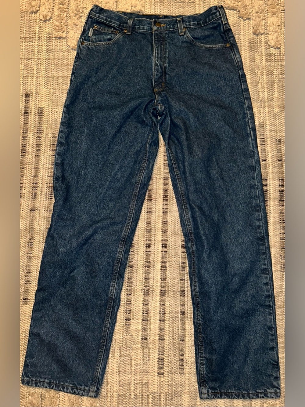 Carhartt Flannel Lined Jeans Mens 36x34 (33) Relaxed Fit B172 Plaid Lining Work